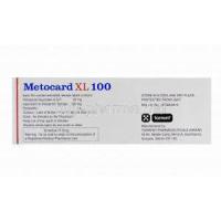 Metocard XL 100, Generic Lopressor, Metoprolol 100 mg composition and manufacturer
