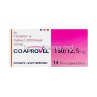 CoAprovel, Generic Avalide, Irbesartan and Hydrochlorothiazide 150mg and 12.5mg box