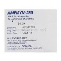 Ampisyn-250, Generic Omnipen 250, Ampicillin 250mg Box Batch