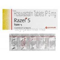 Razel 5, Generic Crestor, Rosuvastatin 5mg