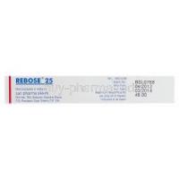 Rebose 25, Generic Precose, Acarbose 25mg Box Sun Pharma Manufacturer