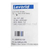 Levorid, Generic Xyzal, Levocetirizine Hydrochloride 5mg Box Cipla Manufacturer