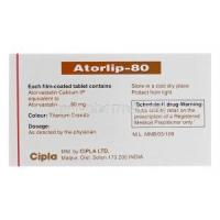 Atorlip-80, Generic Lipitor, Atorvastatin 80mg Box Information