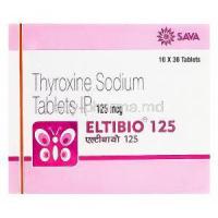 Eltibio 125, Generic Synthroid, Thyroxine Sodium 125mcg Box