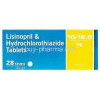 Lisinopril and Hydrochlorothiazide, Generic Zestoretic, Lisinopril 10mg and Hydrochlorothiazide 12.5mg Box