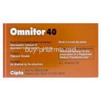 Omnitor 40, Generic Lipitor, Atorvastatin 40mg Box Information
