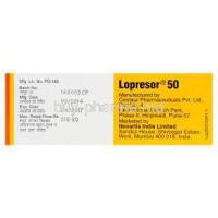 Lopresor 50, Metoprolol Tartrate 50mg Box Manufacturer
