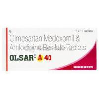 Olsar-A 40, Generic Benicar, Olmesartan Medoxomil 40mg and Amlodipine 5mg Box