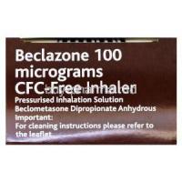 Beclazone CFC-Free Inhaler, Beclometasone Dipropionate Anhydrous 100mcg 200MD Box Top