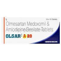 Olsar-A 20, Generic Benicar, Olmesartan Medoxomil 20mg and Amlodipine 5mg Box