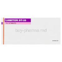 Lamitor DT-25, Generic Lamictal, Lamotrigine Dispersible 25mg Box