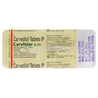 Carvistar, Generic Coreg, Carvedilol 6.25mg Tablet Strip Information
