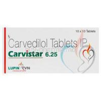 Carvistar, Generic Coreg, Carvedilol 6.25mg Box