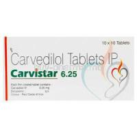Carvistar, Generic Coreg, Carvedilol 6.25mg Box Composition