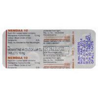 Nemdaa 10, Generic Namenda, Memantine Hydrochloride 10mg Tablet Strip Information
