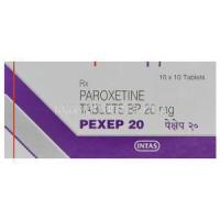 Pexep 20, Generic Paxil, Paroxetine Hydrochloride 20mg Box