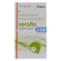 Seroflo Rotacaps 250, Generic Advair, Salmeterol 50mcg and Fluticasone Propionate 250mcg Rotacaps Box