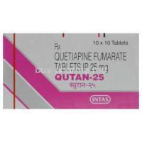 Qutan-25, Generic Seroquel, Quetiapine 25mg Box
