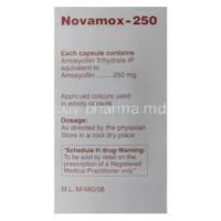 Novamox-250, Generic Amoxil, Amoxycillin 250mg Box Information