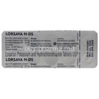 Lorsava H-DS, Generic Hyzaar, Losartan Potassium 100mg and Hydrochlorothiazide 25mg Tablet Strip Information