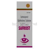 Safrost, Generic Xalatan, Latanoprost 0.005% Ophthalmic Solution 2.5ml Box