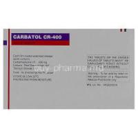 Carbatol CR-400, Generic Tegretol, Carbamazepine 400mg Extended Release Box Composition