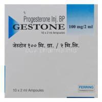 Gestone, Progesterone Injection 100mg per 2ml Ampoules Box