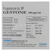 Gestone, Progesterone Injection 100mg per 2ml Ampoules Box Information