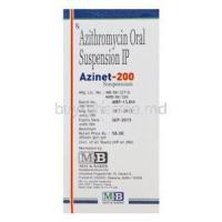 Azinet-200, Generic Zithromax, Azithromycin Oral Suspension 200mg per 5ml 15ml Box Batch