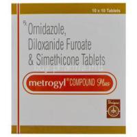 Metrogyl Compound Plus, Ornidazole 250mg Diloxanide Furoate 375mg Simethicone 25mg Box