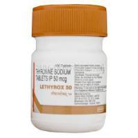 Lethyrox 50, Generic Synthroid, Thyroxine Sodium 50mg Bottle