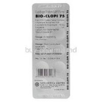 Bio-Clopi 75, Generic Plavix, Clopidogrel 75mg Tablet Strip Information