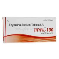 Thypil-100, Generic Synthroid, Thyroxine Sodium 100mcg Box