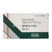 Divaa-125, Generic Depakote, Divalproex Sodium 125mg Box