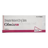 Olmin 20, Generic Benicar, Olmesartan Medoxomil 20mg Box