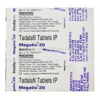 Megalis-20, Tadalafil 20mg Tablet Blister Pack Manufacturer Macleods Pharma