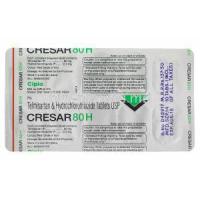 Cresar 80H, Generic Micardis HCT, Telmisartan 80mg and Hydrochlorothiazide 12.5mg Tablet Strip Information