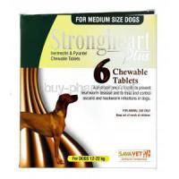 Strongheart Plus, Ivermectin and Pyrantel Chewable Tablets for Medium Size Dogs 12 to 22kg Box