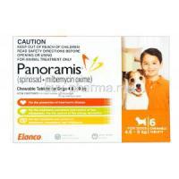 Panoramis Chewable Tablets for Dogs 4.6 to 9kg, Spinosad 270mg and Milbemycin 4.5mg Box