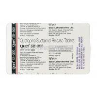 Quel SR 300, Generic Seroquel, Quetiapine 300mg Sustained Released Tablets packaging information