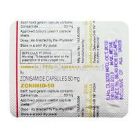 Zonimid, Zonisamide 50 mg packaging