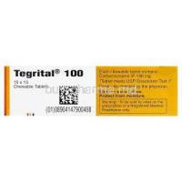 Tegrital, Carbamazepine 100mg Chewable Tablet Box Information