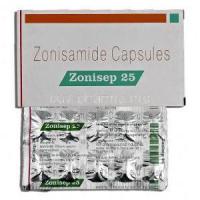 Zonisep, Zonisamide, 25mg, Box and Strip