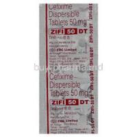 Zifi, Cefixime  Dispersible 50 mg Tablet packaging information