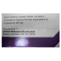 Generic Cymbalta, Duloxetine 40 mg Tablet