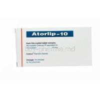 Atorlip-10, Generic Lipitor, Atorvastatin 10mg Box Information