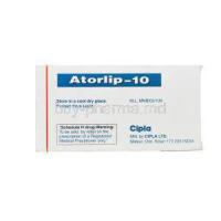 Atorlip-10, Generic Lipitor, Atorvastatin 10mg Box Manufacturer Cipla