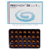Progynova , Estradiol 1 mg Tablets and Box