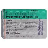 Progynova , Estradiol 1 mg Tablets (Schering) blister back