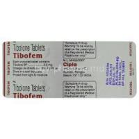 Tibofem, Tibolone 2.5 mg blister behind